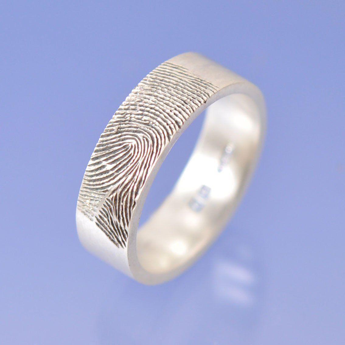 Mens wedding band with sale fingerprint inside