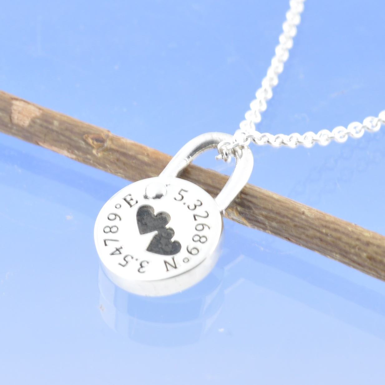 Co-ordinates. Personalised Padlock Necklace Bead by Chris Parry Jewellery