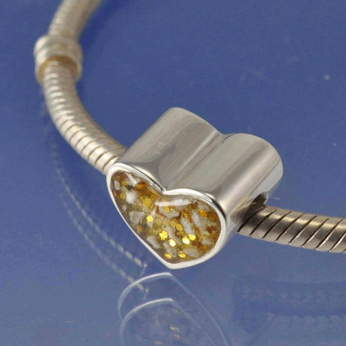 Cremation Ashes Charm Bead - Personalised Heart Bead by Chris Parry Jewellery