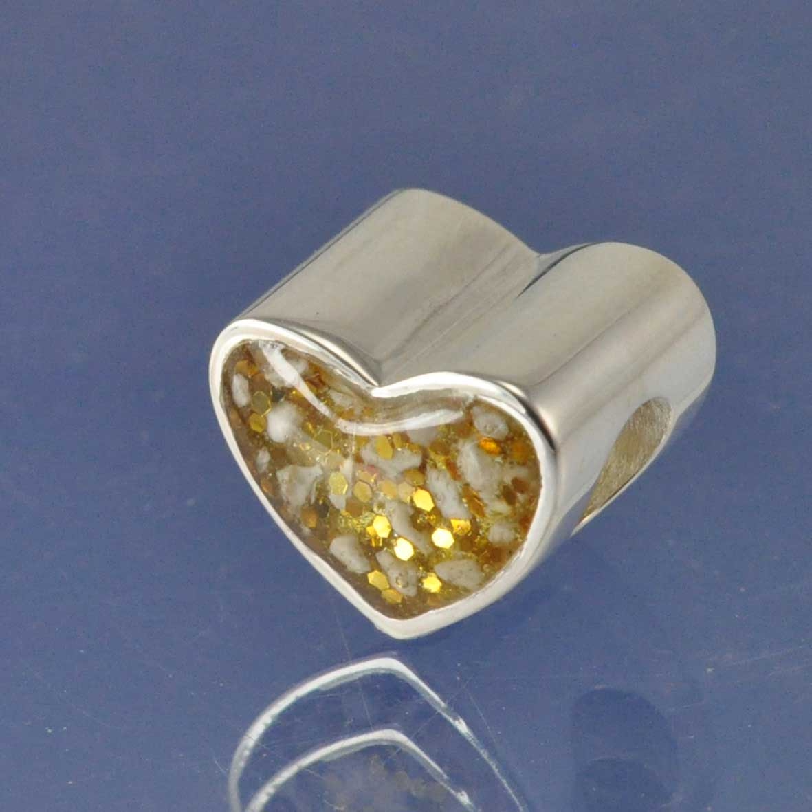 Cremation Ashes Charm Bead - Personalised Heart Bead by Chris Parry Jewellery