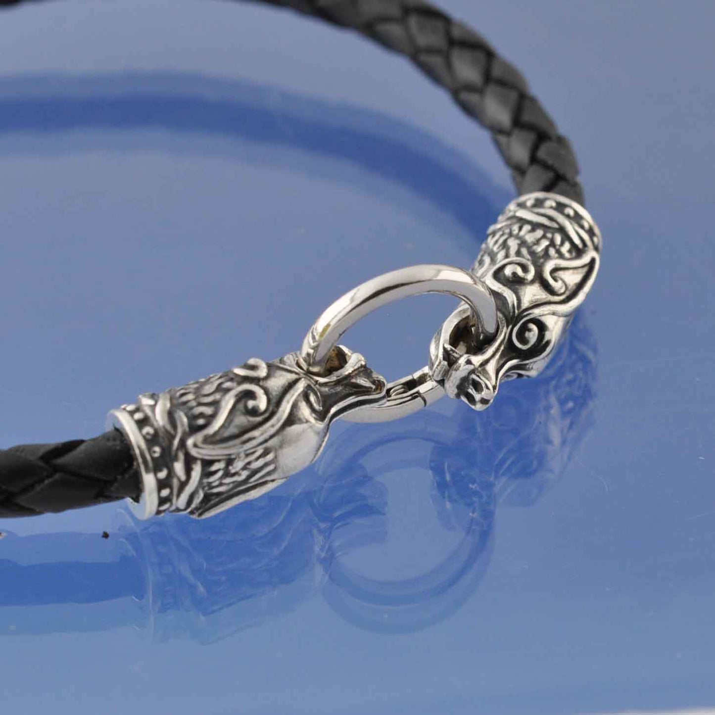 Cremation Ashes Into Glass Bead ON Wolf leather bracelet. Bead by Chris Parry Jewellery