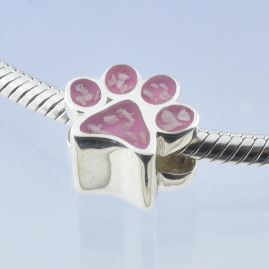 Pet Ashes Charm Bead - Paw Print Bead by Chris Parry Jewellery