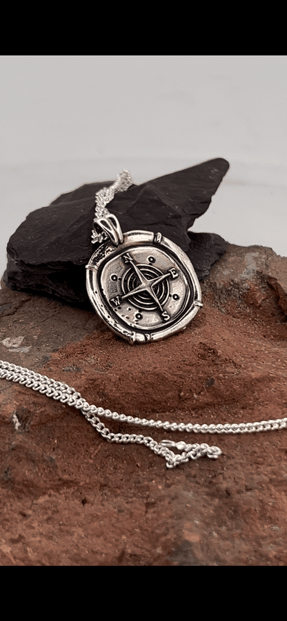 Compass Aged Necklace by Chris Parry Jewellery