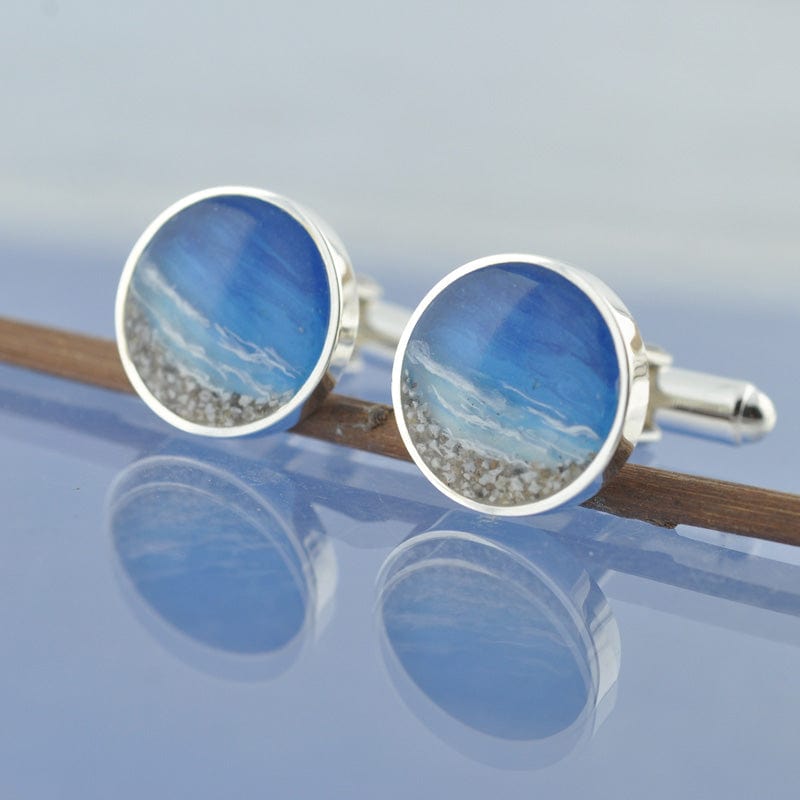 Cremation Ash Cufflinks - Perfect Beach Cufflinks by Chris Parry Jewellery
