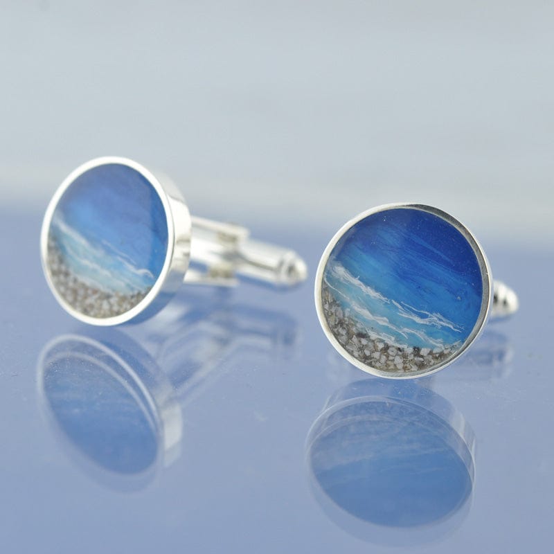 Cremation Ash Cufflinks - Perfect Beach Cufflinks by Chris Parry Jewellery