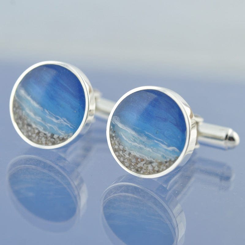 Cremation Ash Cufflinks - Perfect Beach Cufflinks by Chris Parry Jewellery