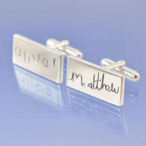 Cremation Ash Cufflinks - With Hand Writing Cufflinks by Chris Parry Jewellery