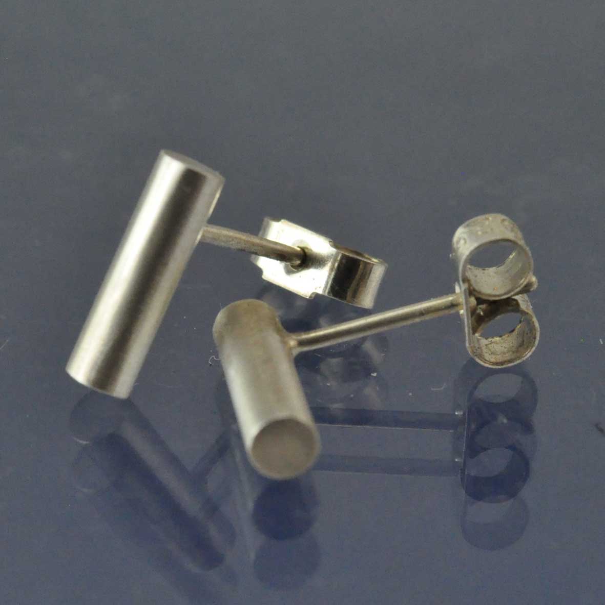 Cremation Ash Earrings - Cylinder Studs Earring by Chris Parry Jewellery