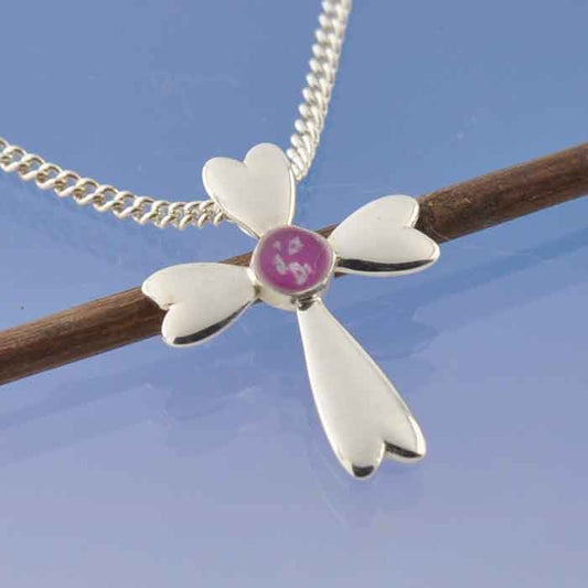 Ashes Necklace Cross - Love Hearts Pendant by Chris Parry Jewellery