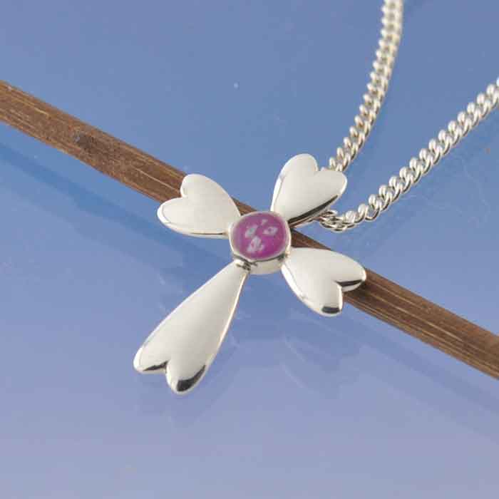 Ashes Necklace Cross - Love Hearts Pendant by Chris Parry Jewellery