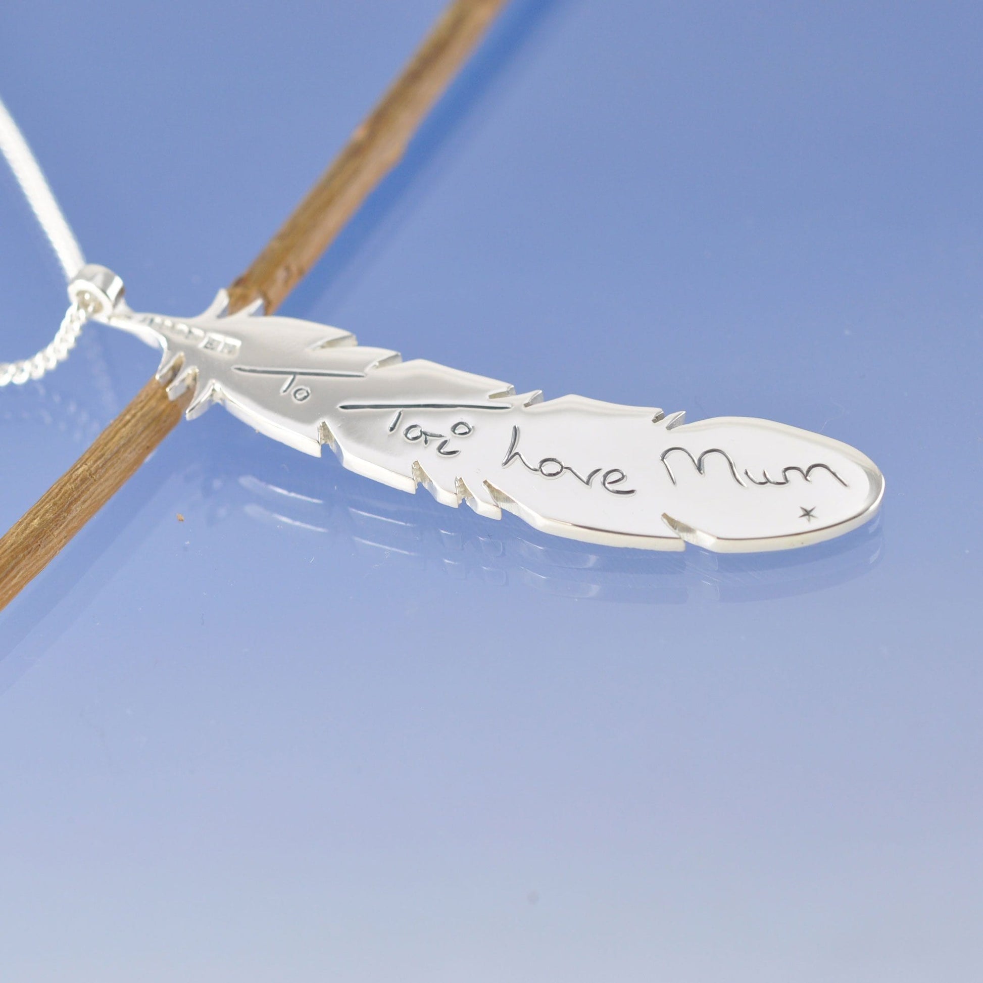 Cremation Ash Necklace - Angels Feather Pendant by Chris Parry Jewellery