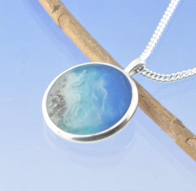 Cremation Ash Necklace -Seashore Idyllic Beach Pendant by Chris Parry Jewellery