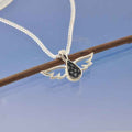 Cremation Ashes Necklace - Small Tear Drop With Angel Wings Pendant by Chris Parry Jewellery