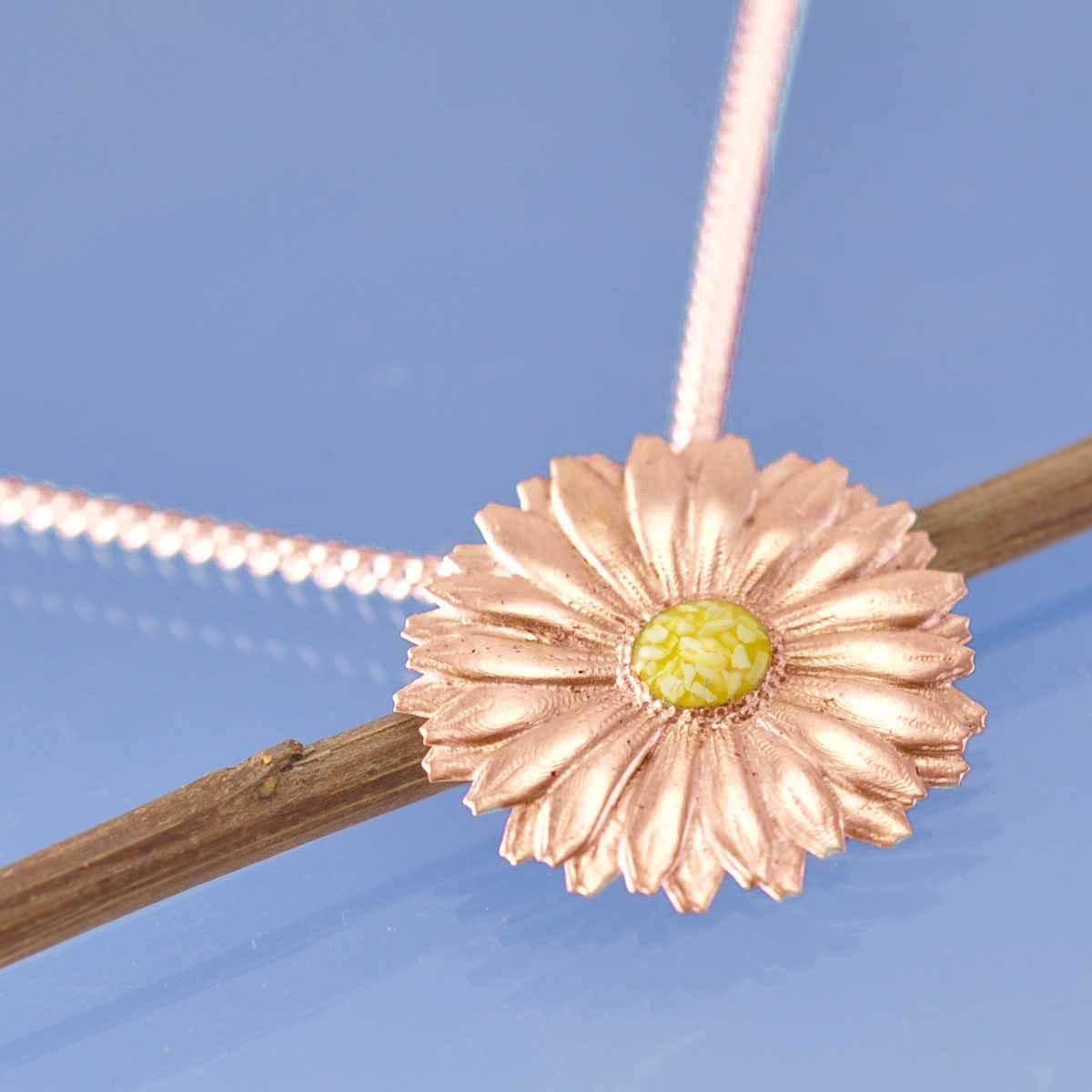 Daisy Cremation Ash Necklace - 25mm Pendant by Chris Parry Jewellery