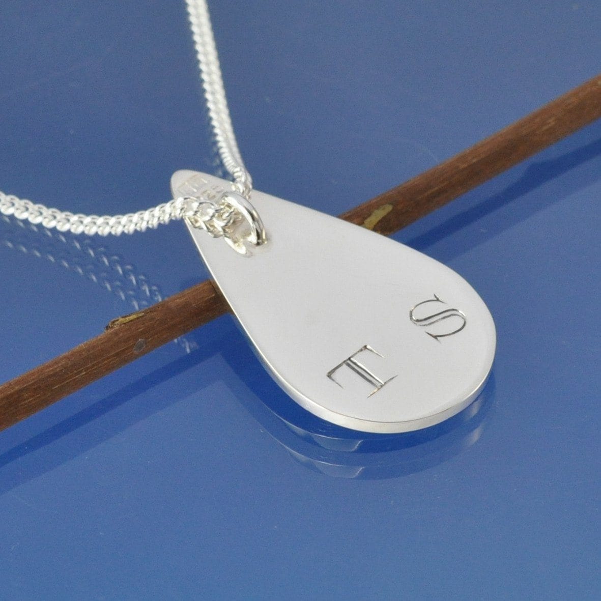 Double Fingerprint Necklace Tear Drop Pendant by Chris Parry Jewellery