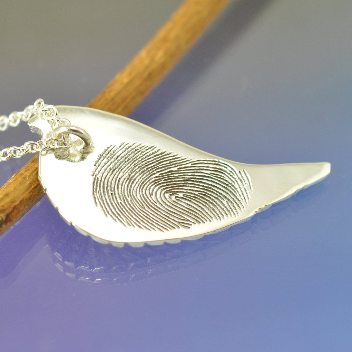 Fingerprint Necklace - Angel Wing Pendant by Chris Parry Jewellery