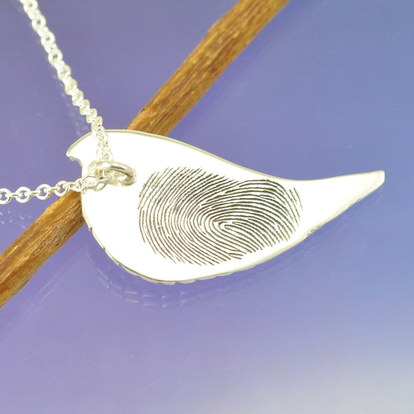 Fingerprint Necklace - Angel Wing Pendant by Chris Parry Jewellery