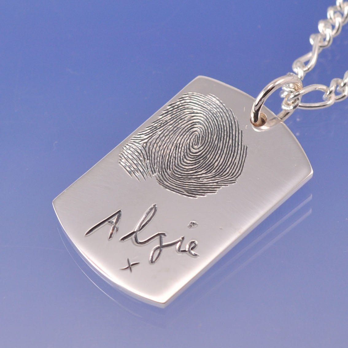 Fingerprint Dog Tag Necklace Pendant by Chris Parry Jewellery
