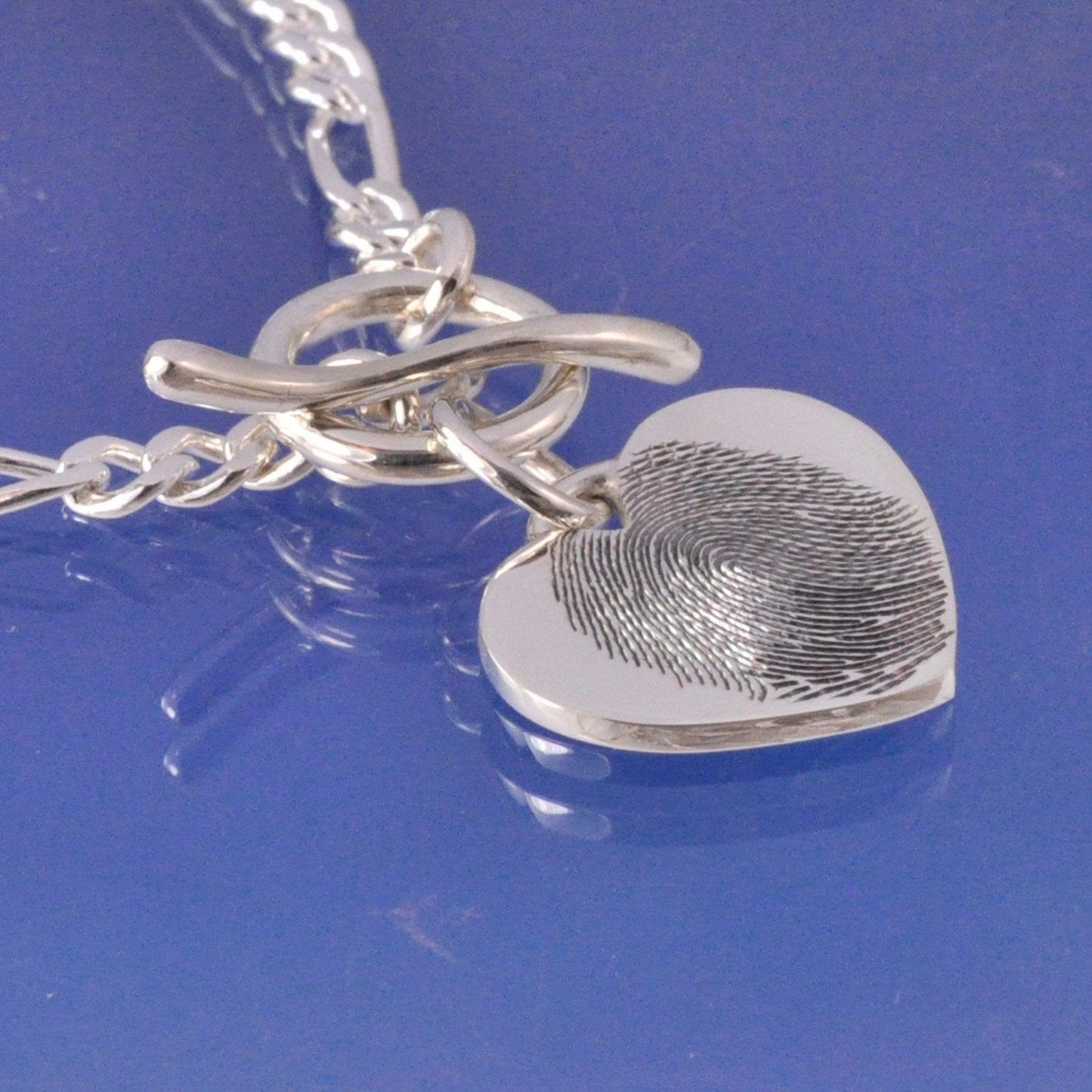 Fingerprint Necklace Heart on T-Bar Pendant by Chris Parry Jewellery