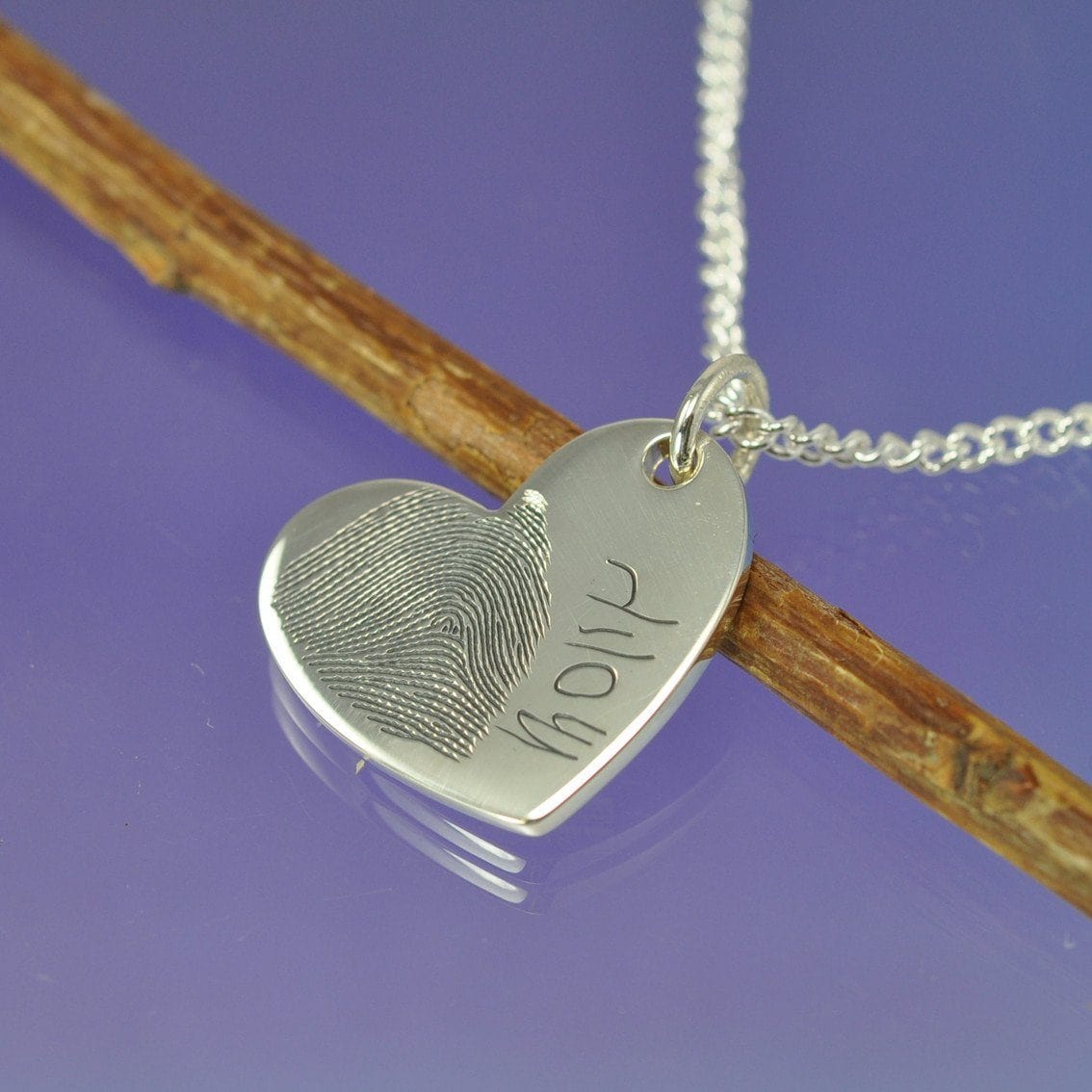 Fingerprint Heart Necklace - Symmetric Bulbous Pendant by Chris Parry Jewellery