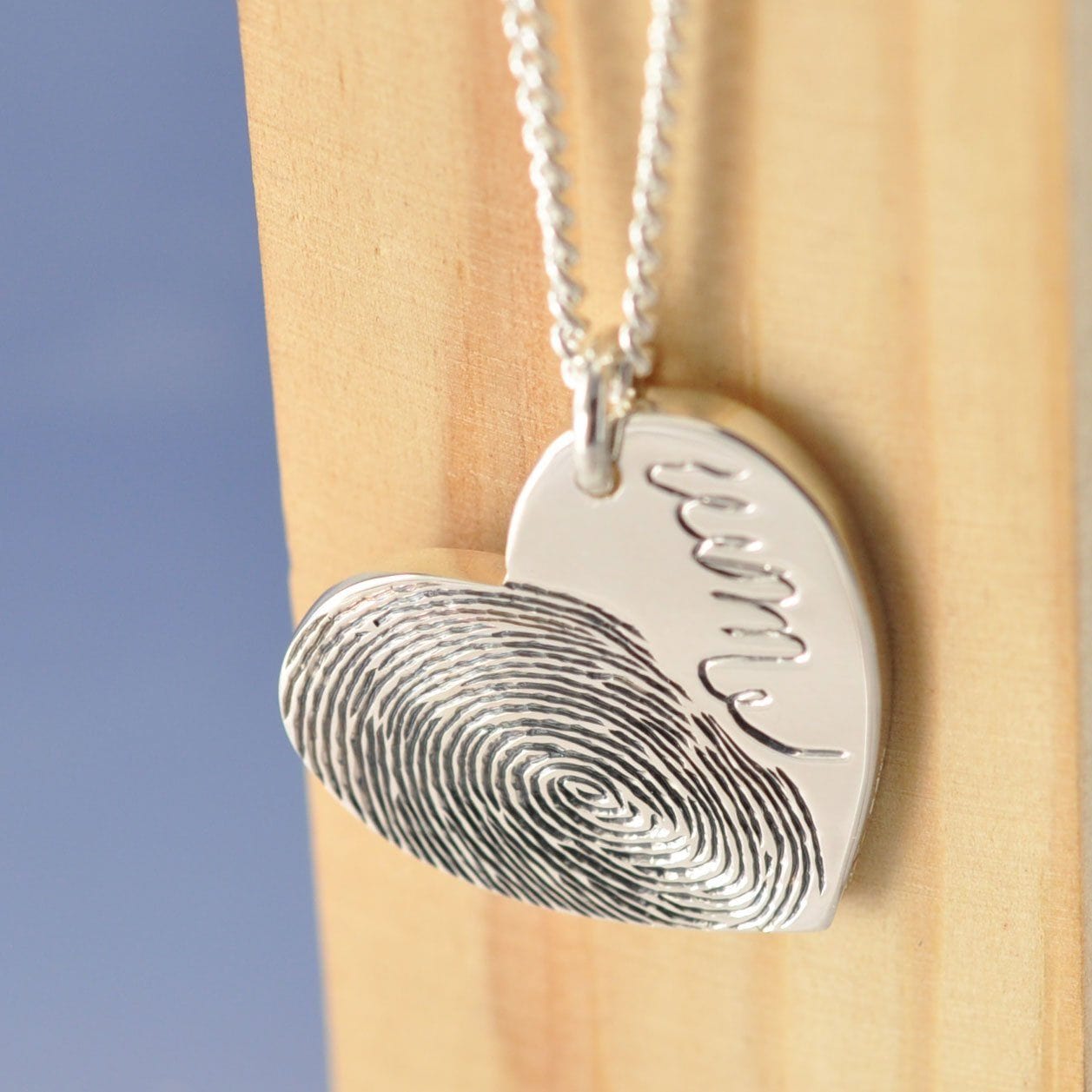 Fingerprint Heart Necklace - Symmetric Bulbous Pendant by Chris Parry Jewellery