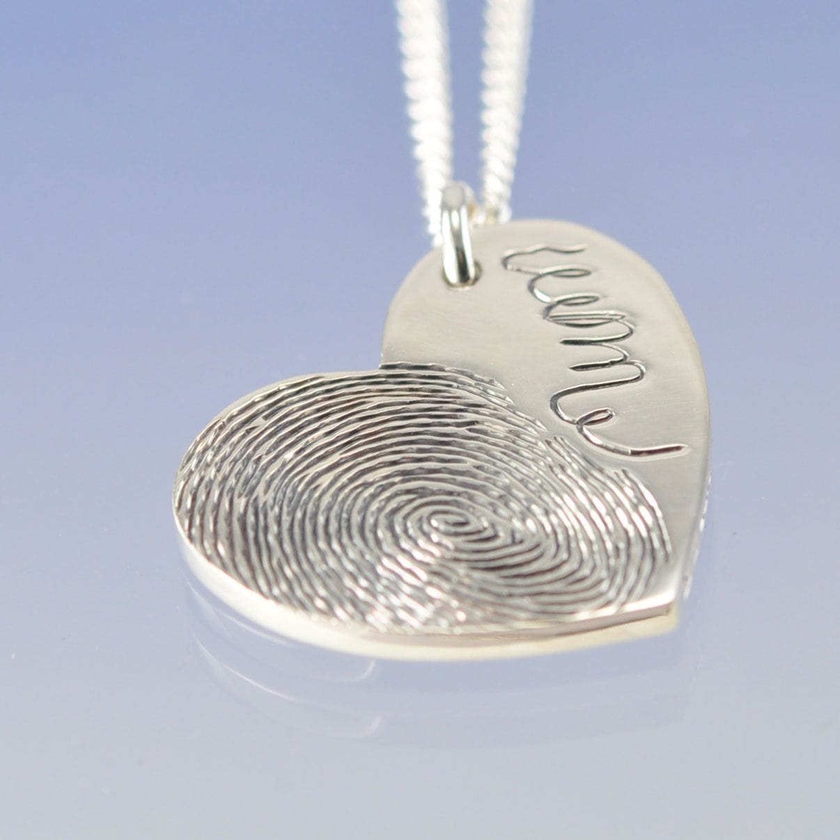 Fingerprint Heart Necklace - Symmetric Bulbous Pendant by Chris Parry Jewellery