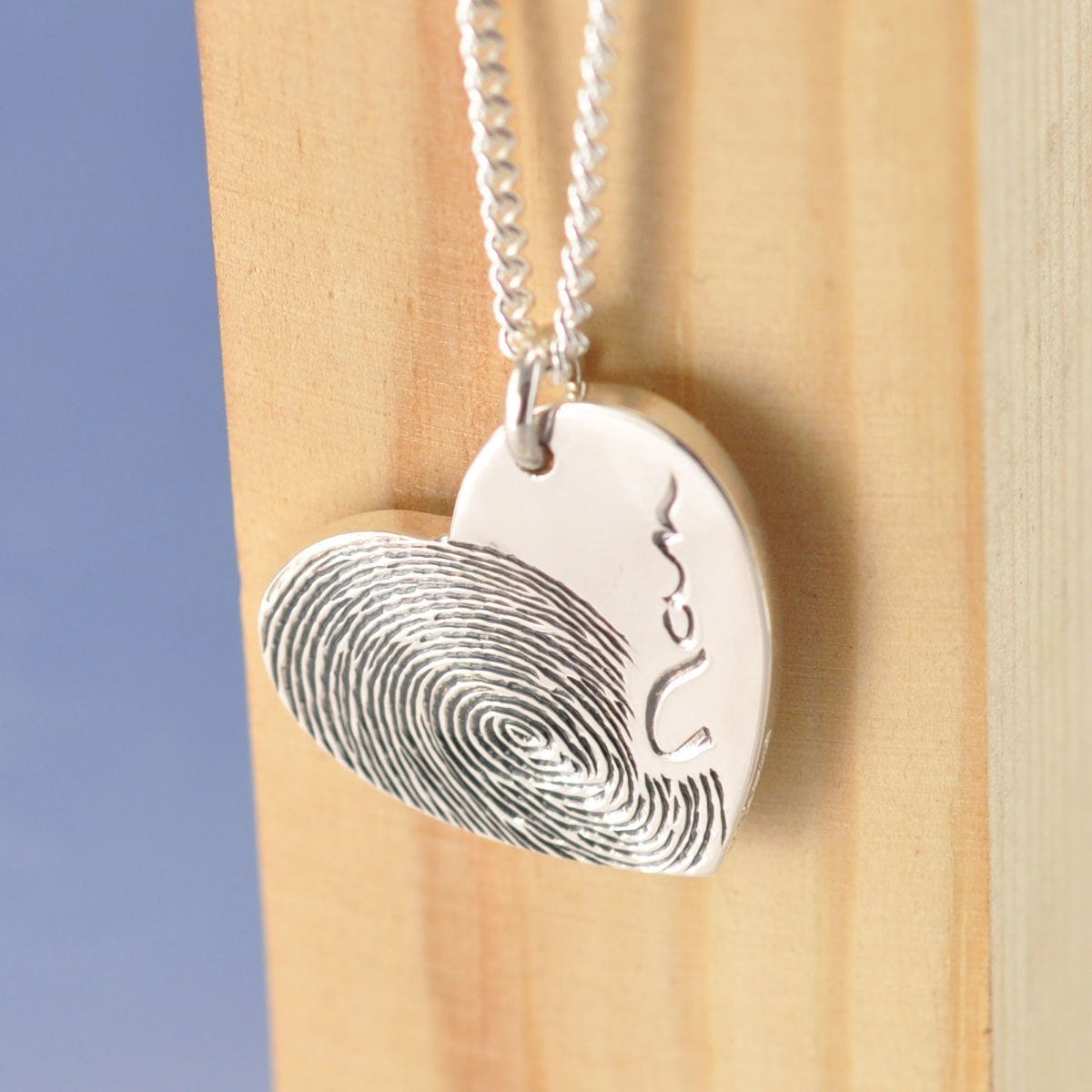 Fingerprint Heart Necklace - Symmetric Bulbous Pendant by Chris Parry Jewellery