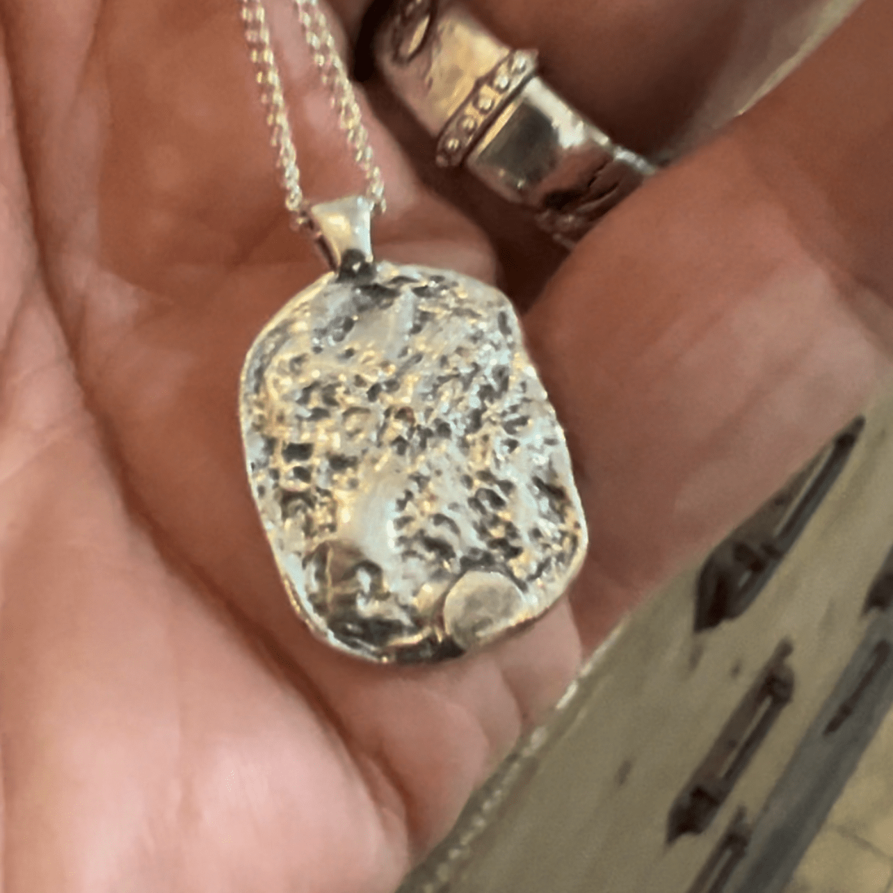 Fingerprint Necklace | Rustic Dog Tag Pendant Pendant by Chris Parry Jewellery