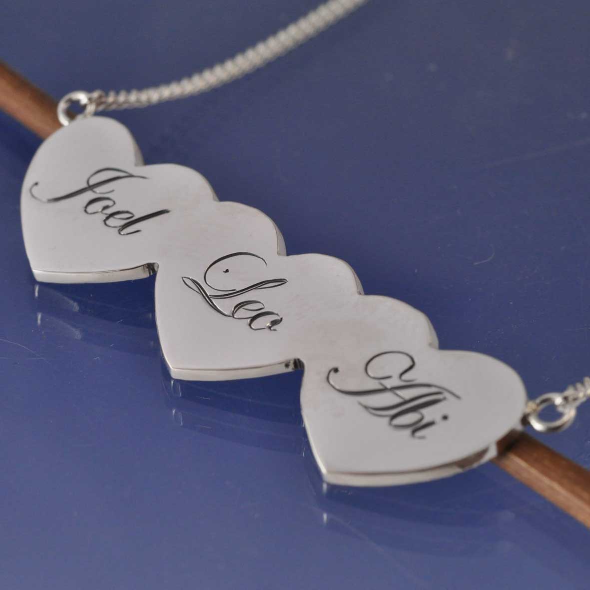 Triple Fingerprint Necklace - Hearts - Double, Triple or more Pendant by Chris Parry Jewellery