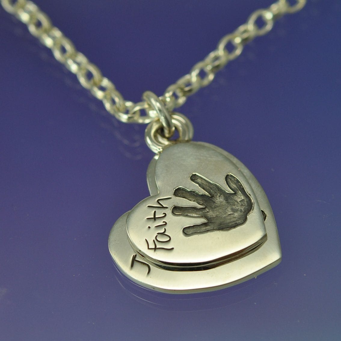 Hand or Foot Print Pendant Heart Pendant by Chris Parry Jewellery