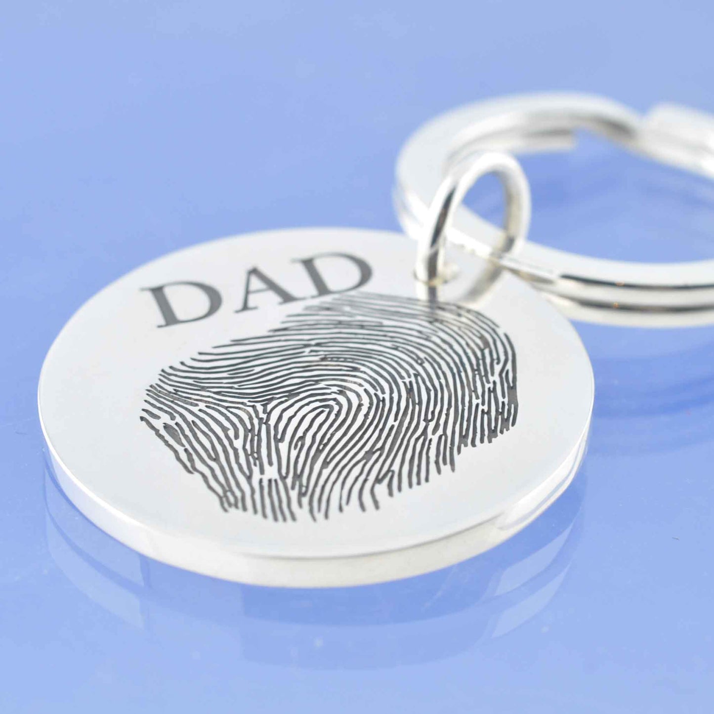 Round Fingerprint Key Ring Pendant by Chris Parry Jewellery