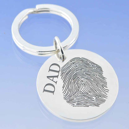 Round Fingerprint Key Ring Pendant by Chris Parry Jewellery