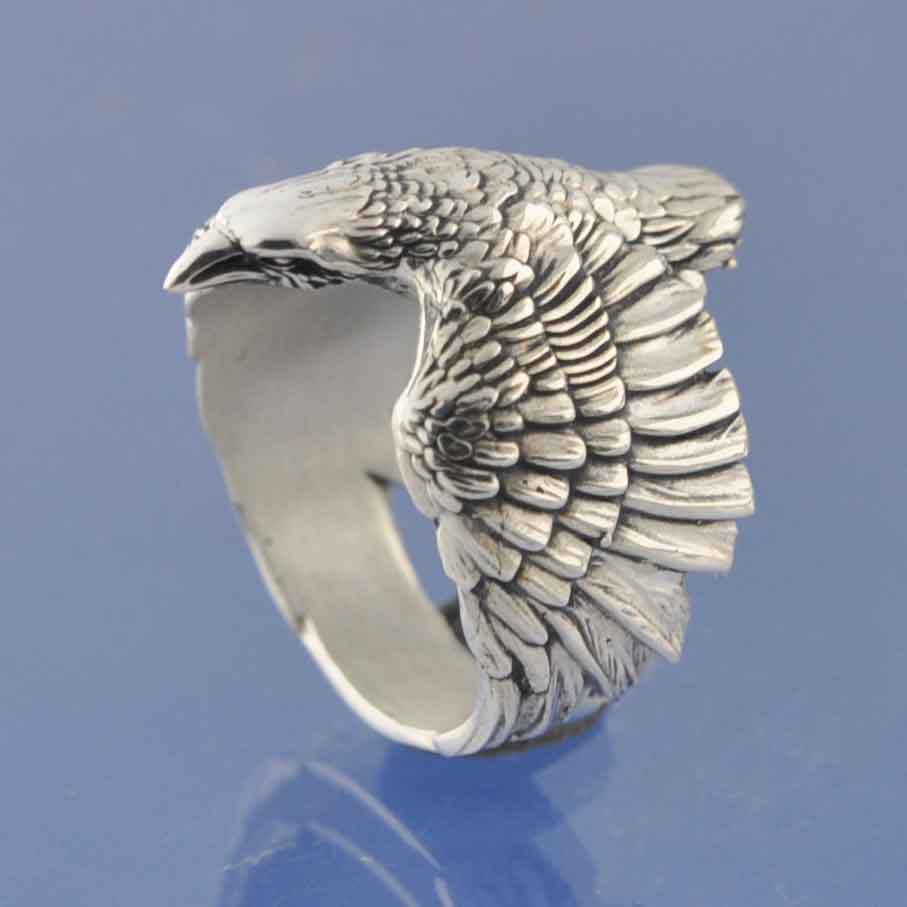 Ashes Ring - Flying Crow/ Raven Ring by Chris Parry Jewellery