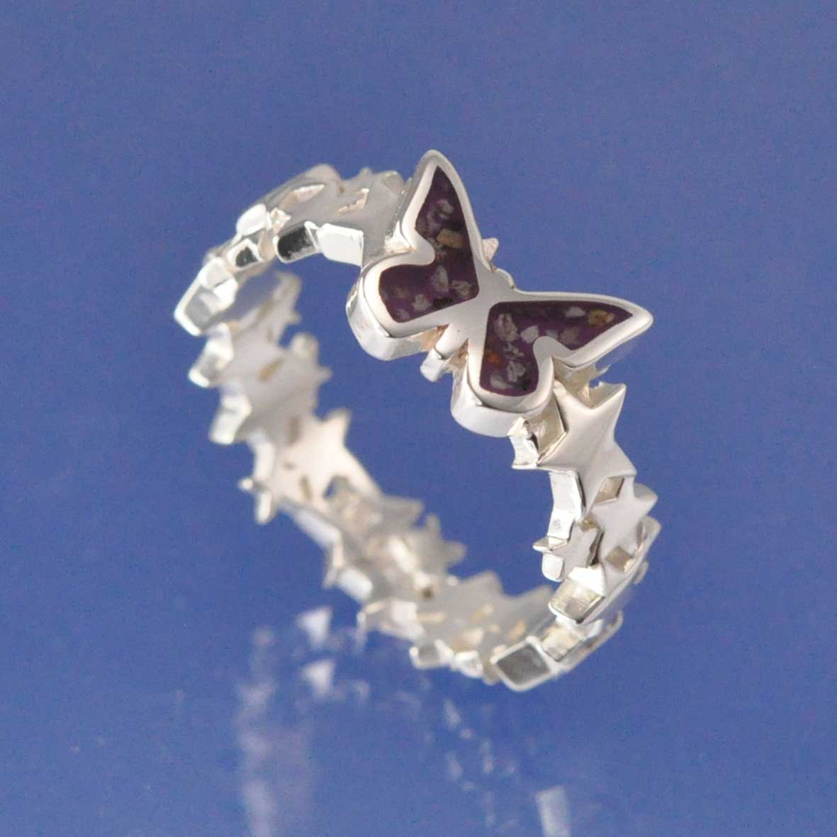 Cremation Ash Butterfly Star Resin Ring Ring by Chris Parry Jewellery