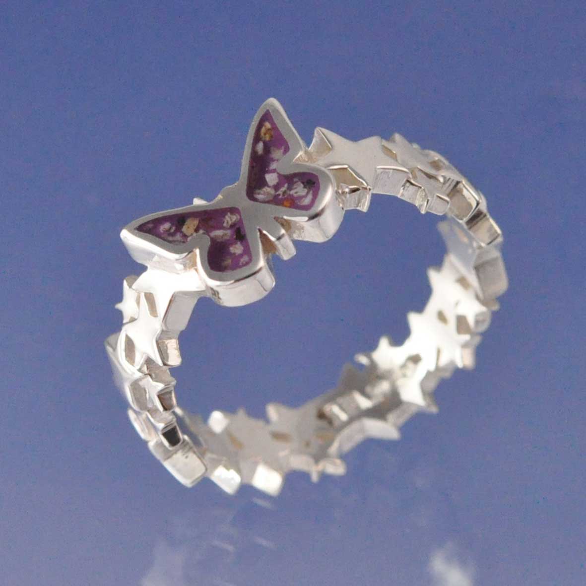 Cremation Ash Butterfly Star Resin Ring Ring by Chris Parry Jewellery