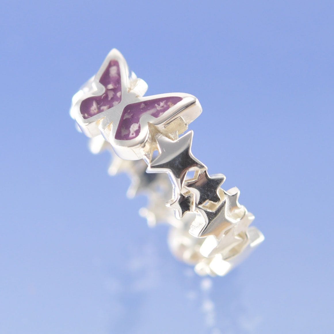 Cremation Ash Butterfly Star Resin Ring Ring by Chris Parry Jewellery