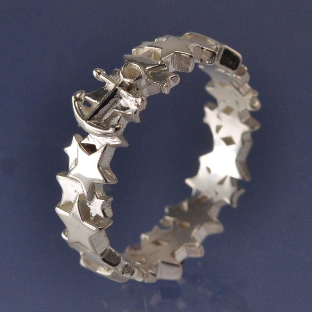 Cremation Ash Anchor Star Ring Ring by Chris Parry Jewellery