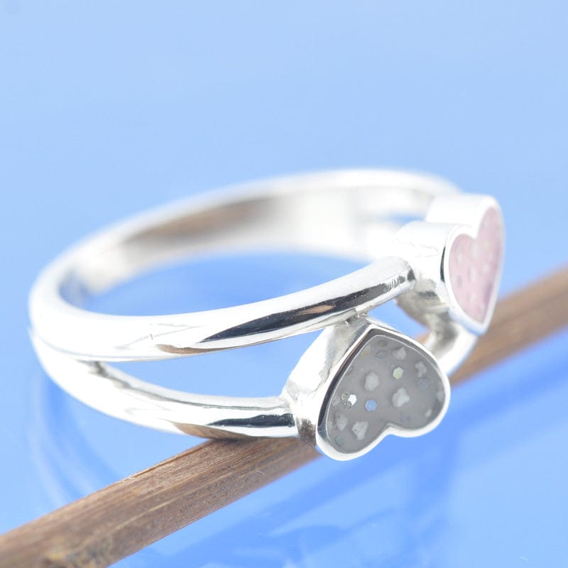 Cremation Ashes Ring Double Heart Ring by Chris Parry Jewellery