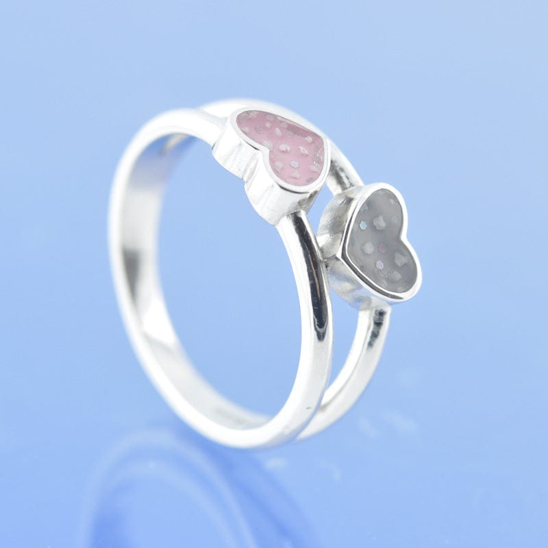 Cremation Ashes Ring Double Heart Ring by Chris Parry Jewellery