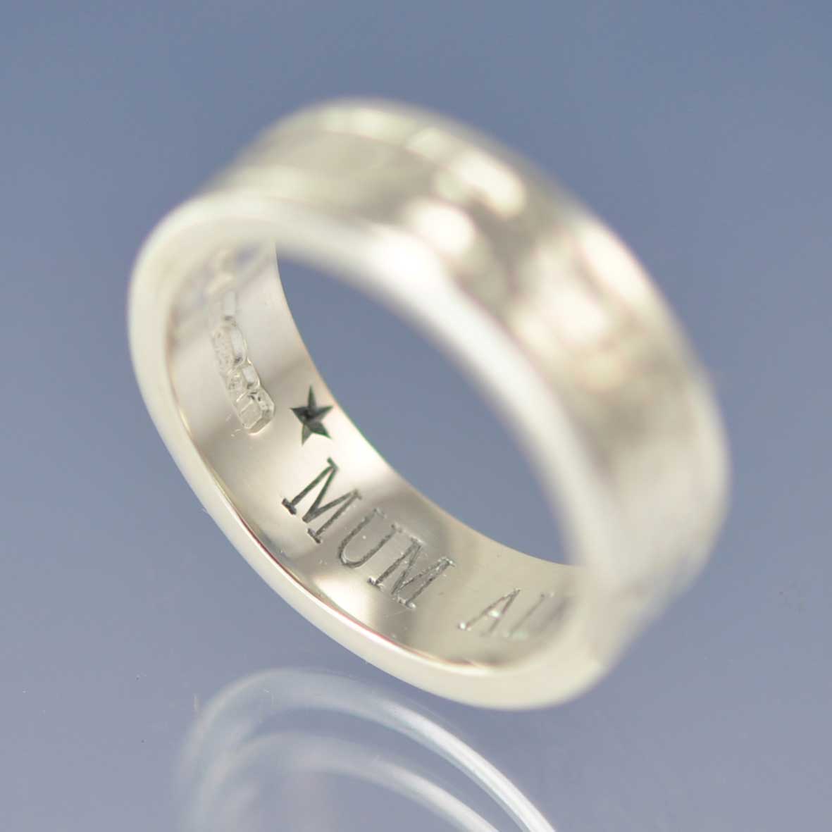 Cremation Ashes Ring. Two-Tone with Hammered Section Ring by Chris Parry Jewellery