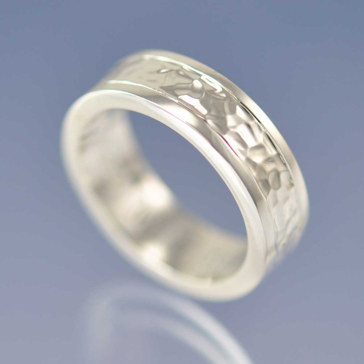 Cremation Ashes Ring. Two-Tone with Hammered Section Ring by Chris Parry Jewellery