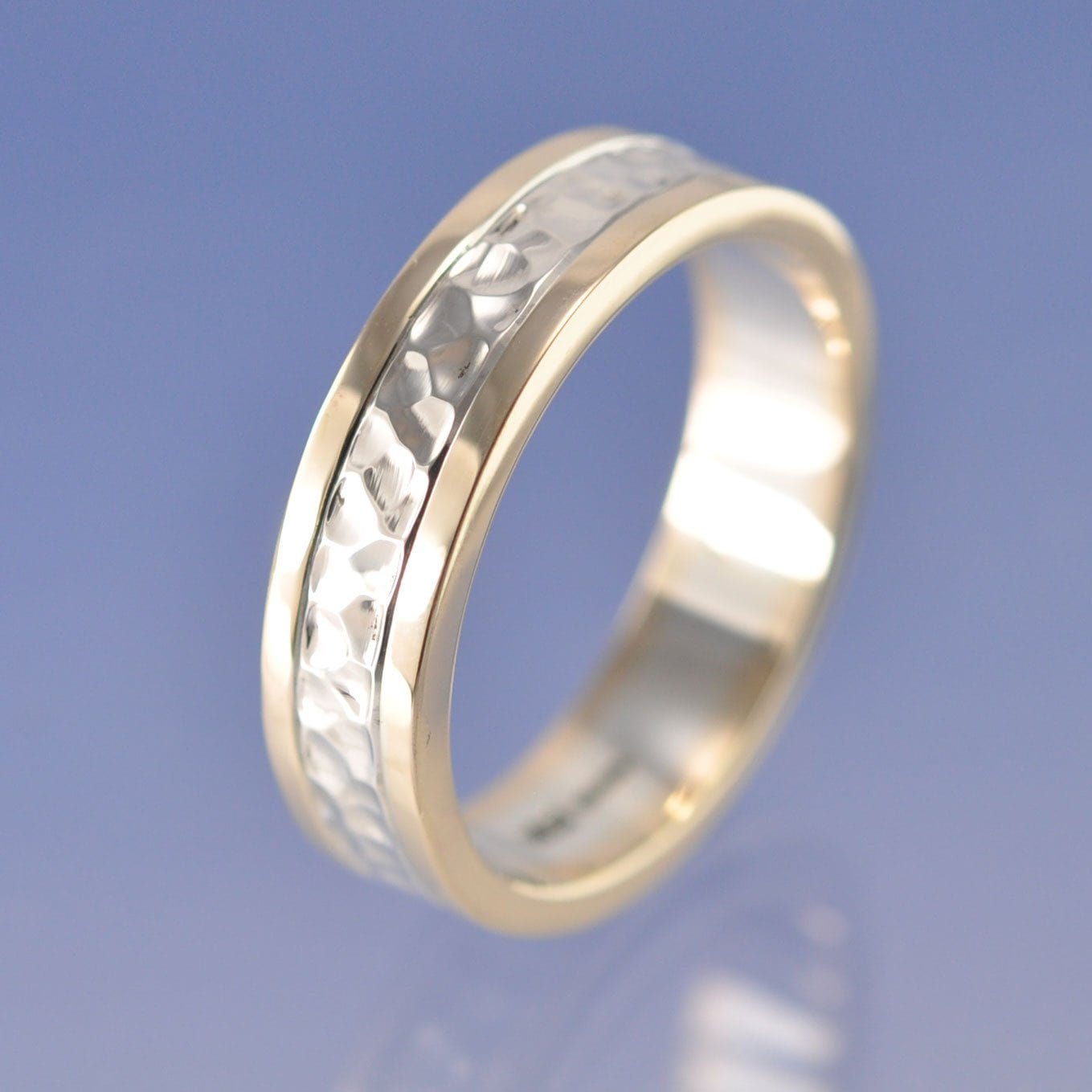 Cremation Ashes Ring. Two-Tone with Hammered Section Ring by Chris Parry Jewellery