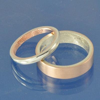 Fingerprint Wedding Rings - 9k Gold Two Tone Ring by Chris Parry Jewellery