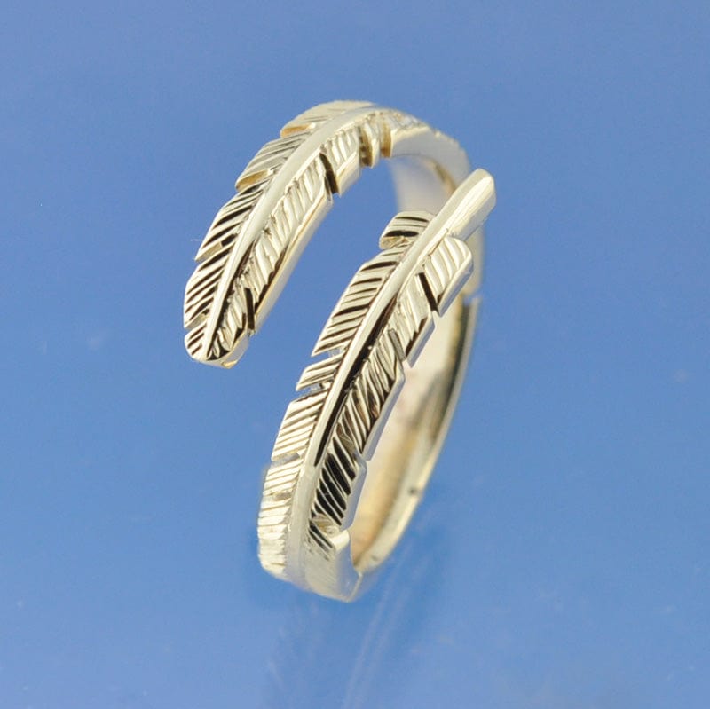 Wrapping Angel Feather Ring with Cremation Ashes Ring by Chris Parry Jewellery