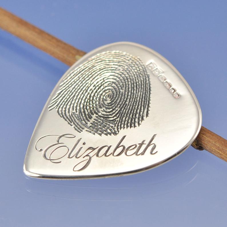 Fingerprint Guitar Plectrum Silverware by Chris Parry Jewellery