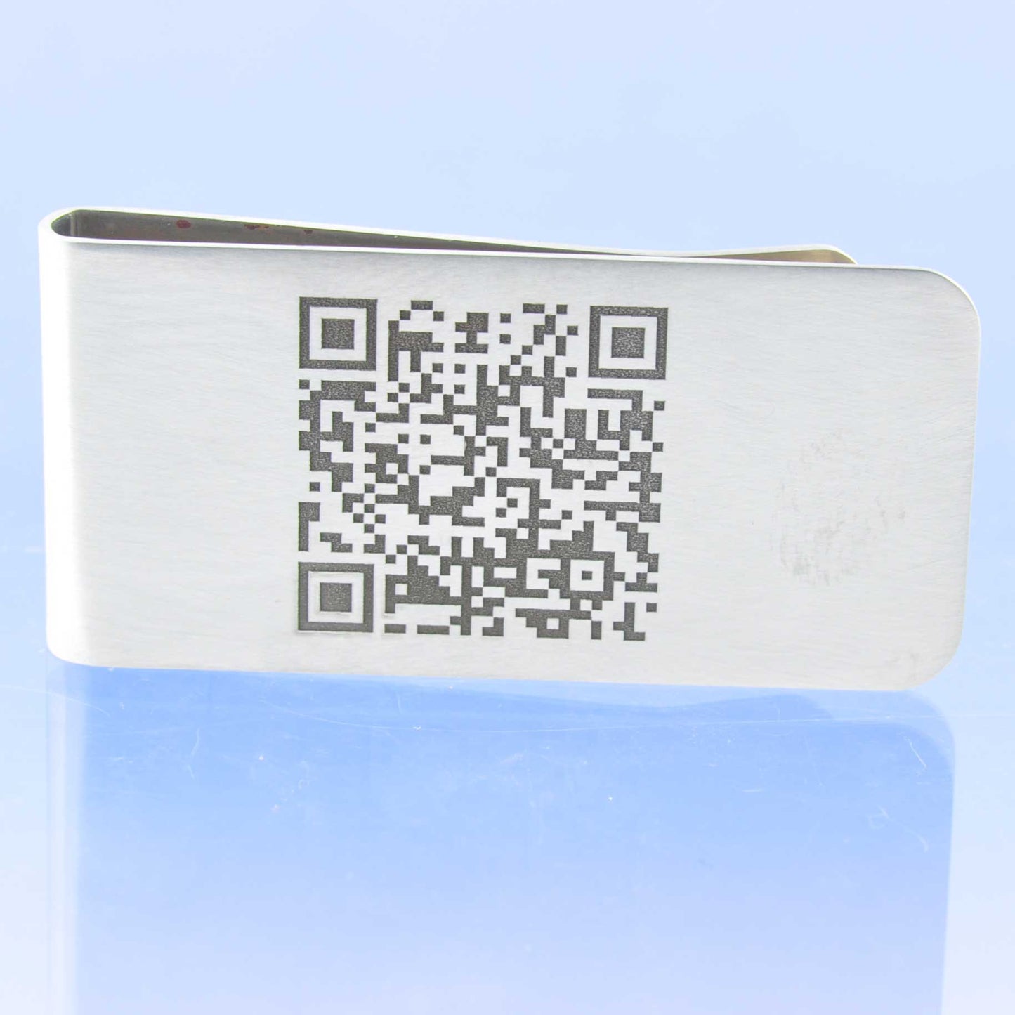 Personalised QR Code Steel Money Clip Silverware by Chris Parry Jewellery