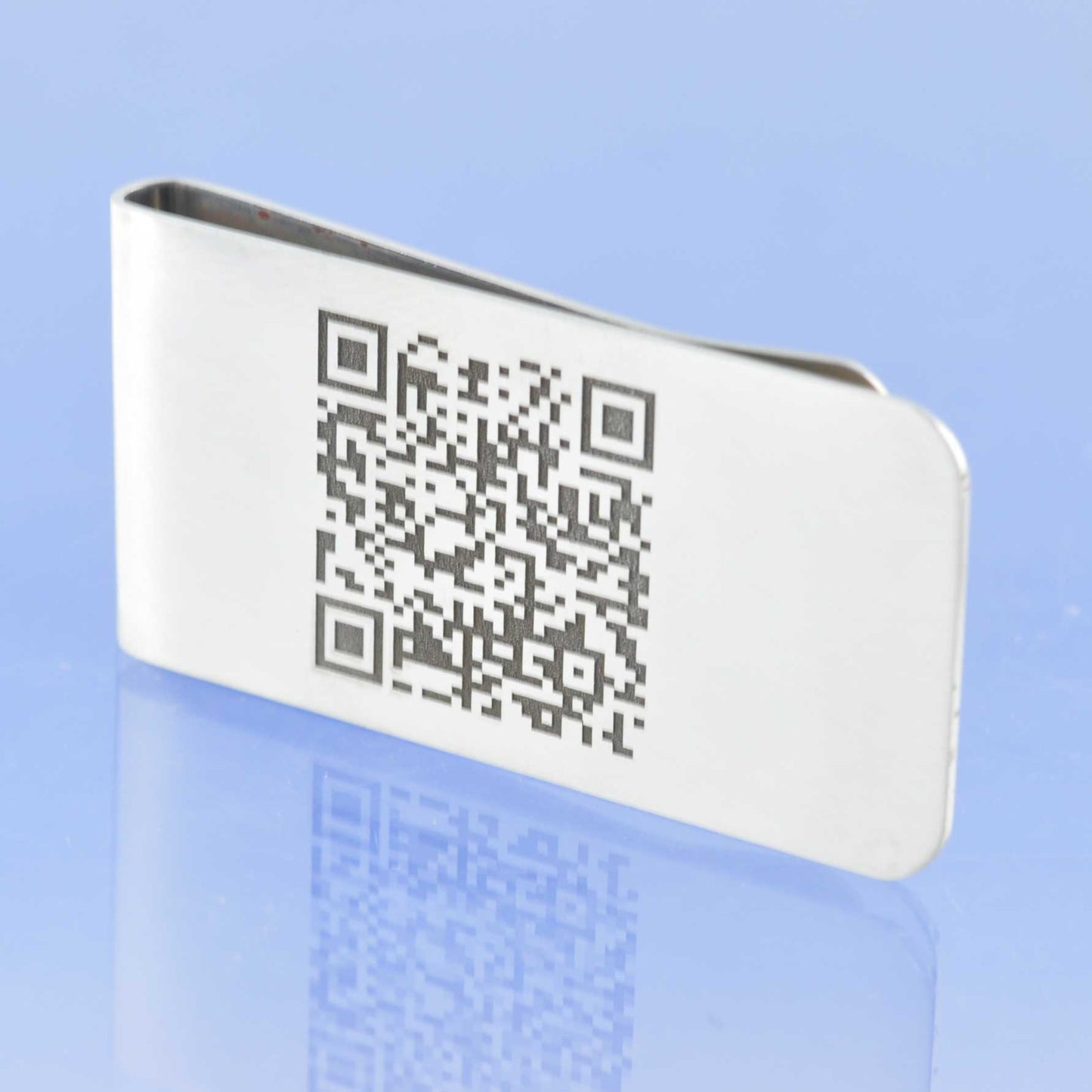 Personalised QR Code Steel Money Clip Silverware by Chris Parry Jewellery