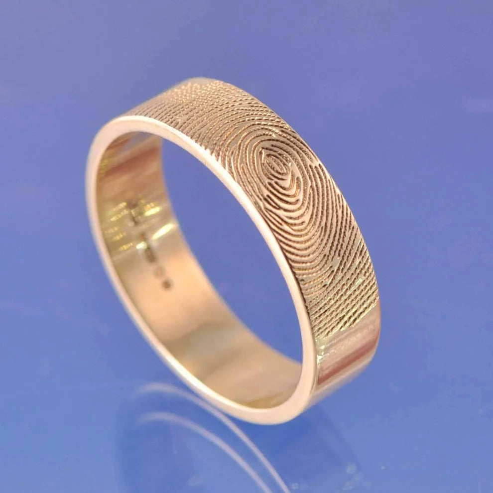 fingerprint ring - silver, 9ct gold, 18ct gold, and platinum