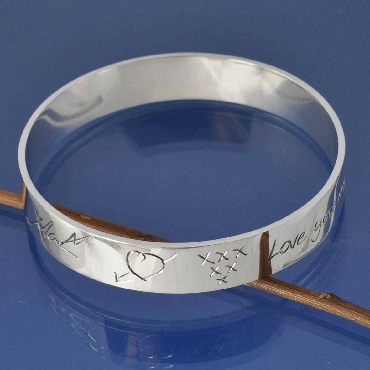 Handwriting Personalised Bangle -12mm Custom Cuff Bangle by Chris Parry Jewellery