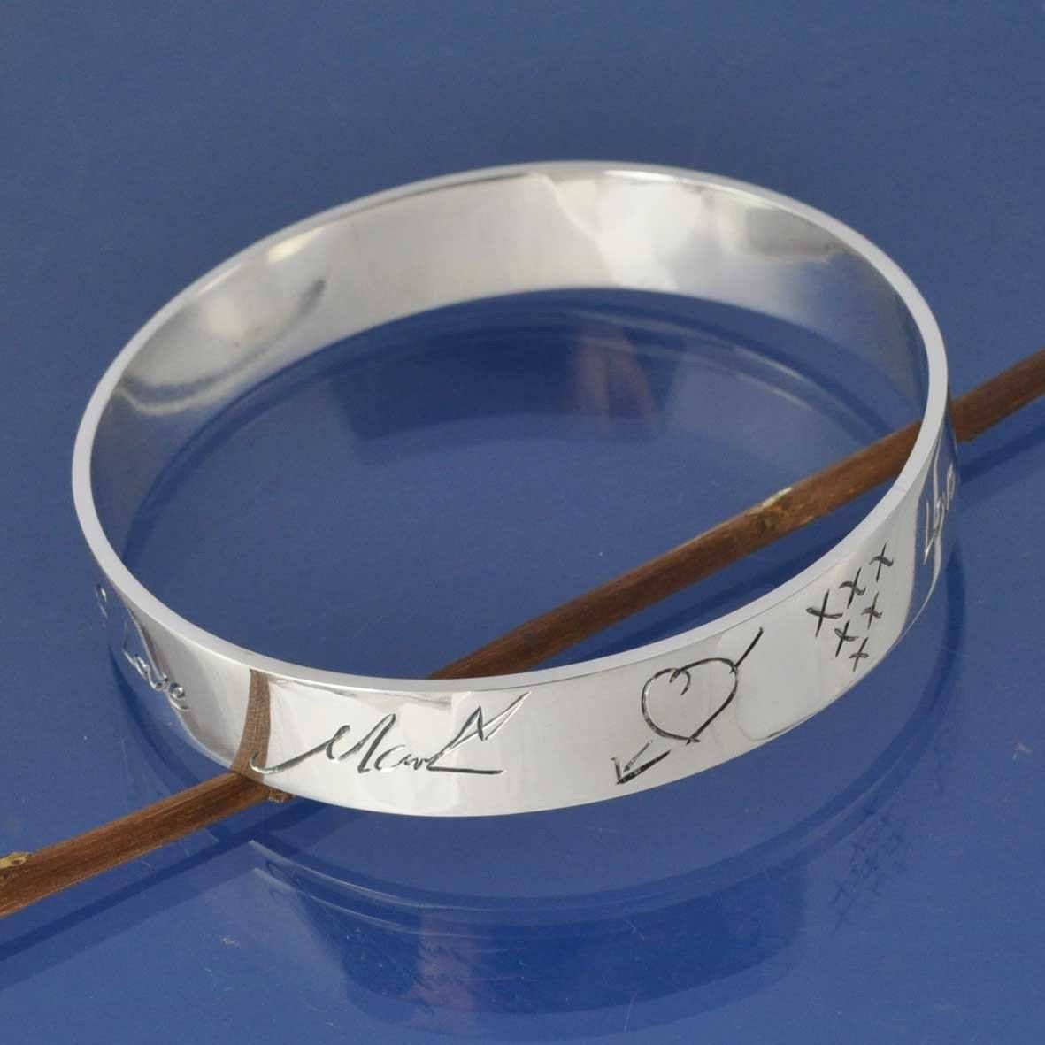 Handwriting Personalised Bangle -12mm Custom Cuff Bangle by Chris Parry Jewellery